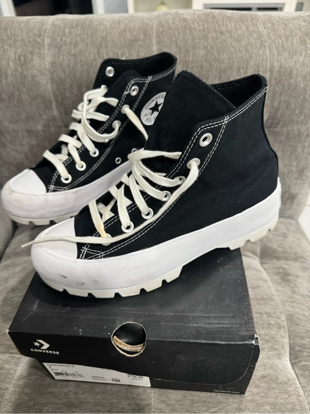 Converse Platform High-Top Sneakers in Black and White